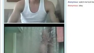 Hot hung guy jerks to fake couple chatroullette