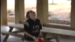 Cute teen Kitty wants to play football