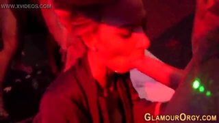 Orgy slut gets facial